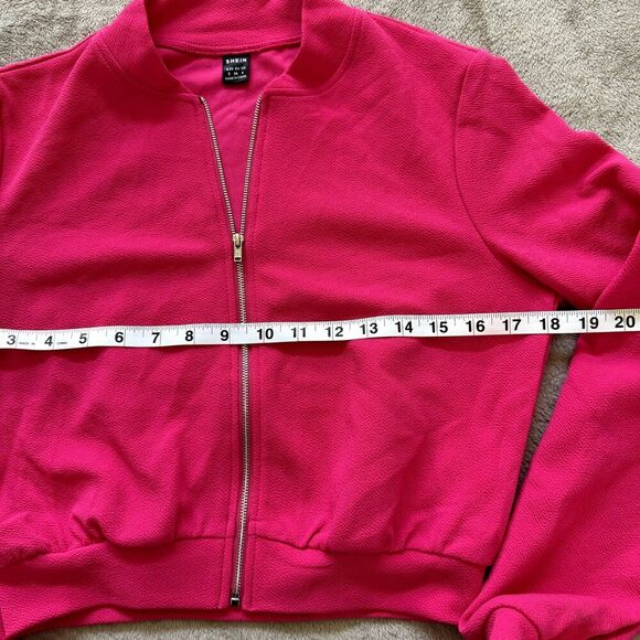 Hot pink crop jacket, full zip up, size Small 4 - Picture 4 of 4